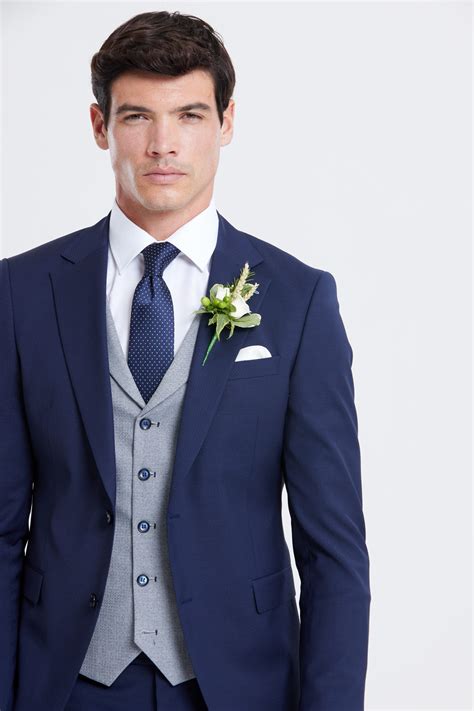 navy wedding suit grey waistcoat.